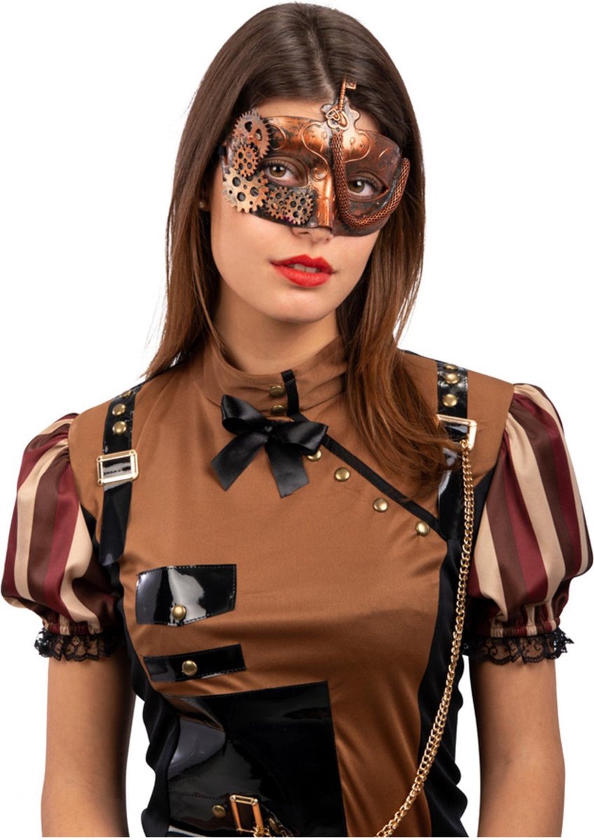 CARNIVAL TOYS - Bronskleurig steampunk masker voor volwassenen - Maskers > Masquerade masker